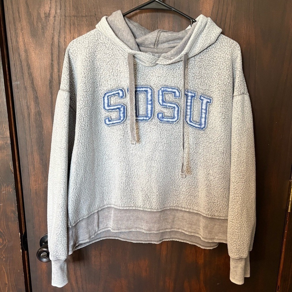 Gray SDSU Women's Teddy Hoodie Sweatshirt Size Medium Pressbox